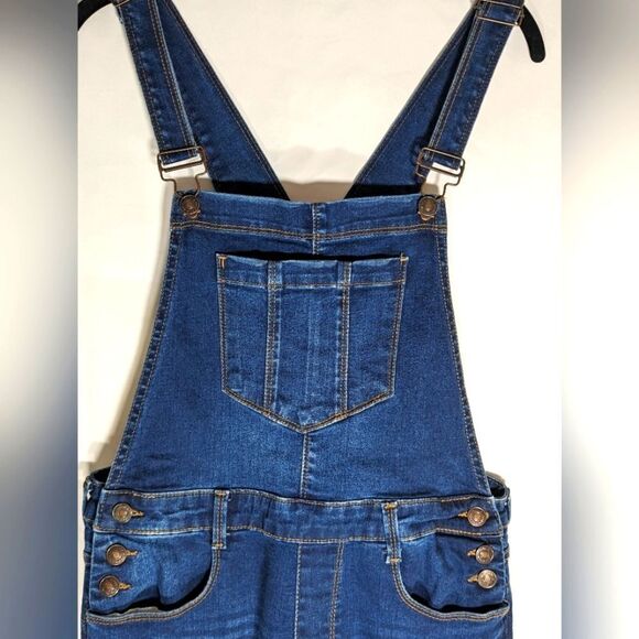 Forever 21 Los Angeles Distressed Denim Overalls Size 26 - Picture 4 of 8